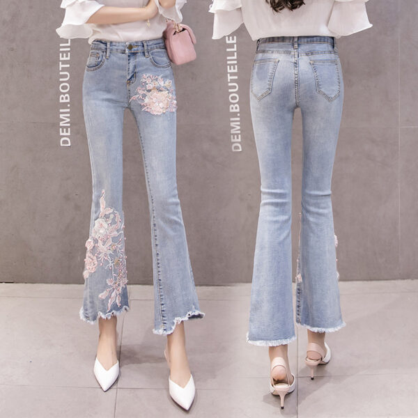 Korean spring and autumn three-dimensional flower jeans | 1080 - Image 3