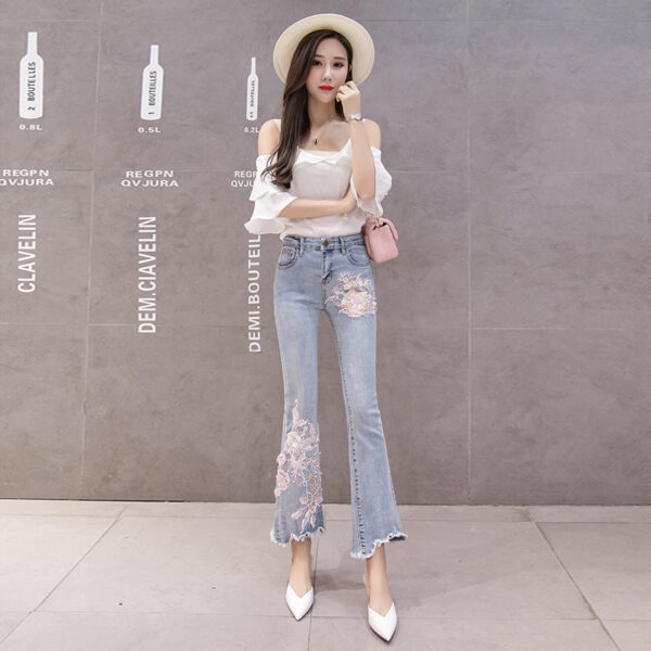 Korean spring and autumn three-dimensional flower jeans | 1080 - Image 2