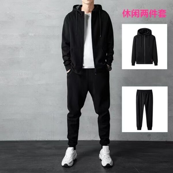 casual sports suit men's loose large size cardigan sweater daily simple zipper suit two-piece trousers | 1024 - Image 3