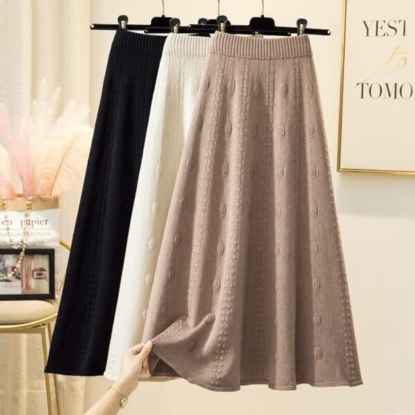 knitted skirt for women 2024 autumn and winter mid-length jacquard temperament | 1052
