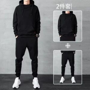 casual sports suit men's loose large size cardigan sweater daily simple zipper suit two-piece trousers | 1024