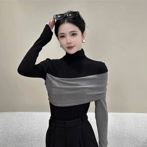 half-high collar tops slim fit  | 1075 - Image 3