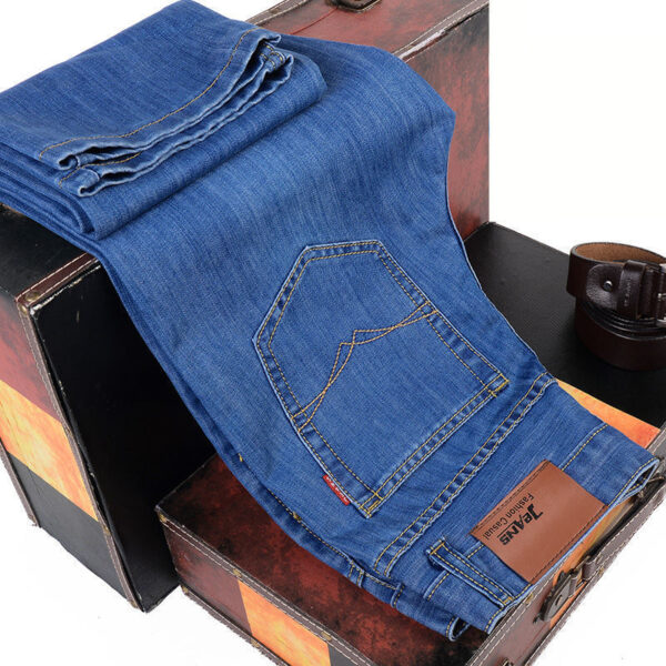 men's jeans business stretch pants casual versatile men's wear mid-waist loose  | 1036 - Image 3