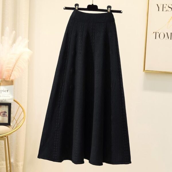 knitted skirt for women 2024 autumn and winter mid-length jacquard temperament | 1052 - Image 4