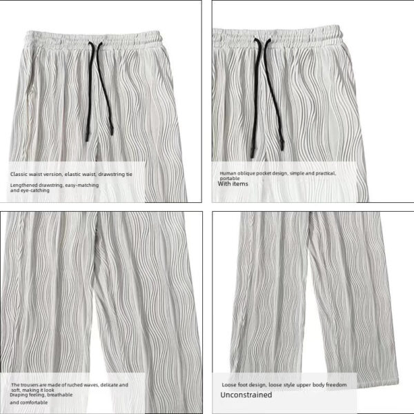 High-end pants men's spring high street ins trend white casual pants | 1056 - Image 5
