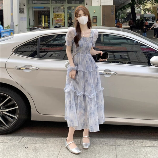 Summer Floral New French Style Retro Waist-Controlled 2025 Slimming Dress Long Dress Super Mori Skirt New Chinese Style | 1005 - Image 3