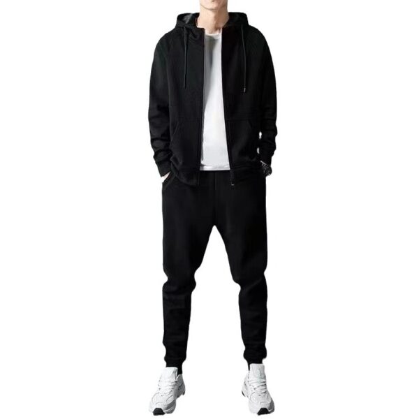 casual sports suit men's loose large size cardigan sweater daily simple zipper suit two-piece trousers | 1024 - Image 5
