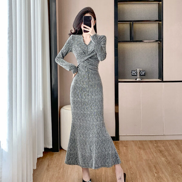 Thirteen Lines of Quality Goddess Temperament High-Grade Dress Fishtail Dress Rhinestone Socialite High-End Dress 5316 | 1003 - Image 4