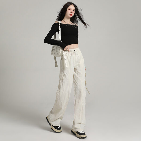 high-waisted casual wide-leg trousers, windproof and waterproof paratrooper pants tide | 7003 - Image 2