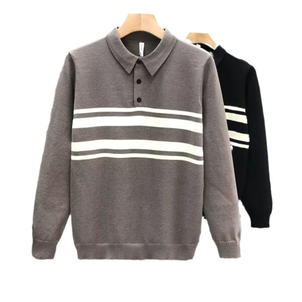 Spring New Men's Solid Color Long Sleeve Business Casual Polo Shirt | 8515 - Image 5