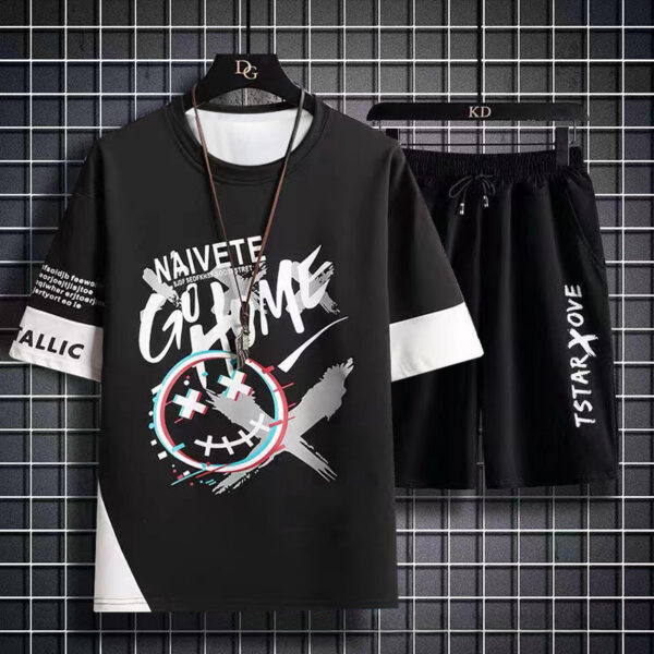 Summer Student Casual Suit Men's Thin Trendy Short Sleeve T-Shirt  | 1105 - Image 4