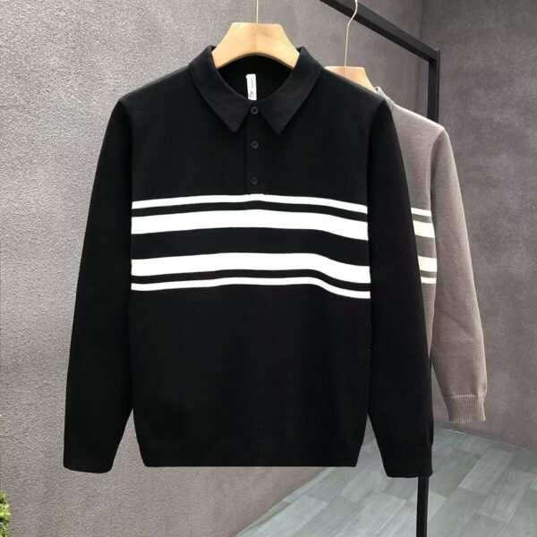 Spring New Men's Solid Color Long Sleeve Business Casual Polo Shirt | 8515 - Image 4