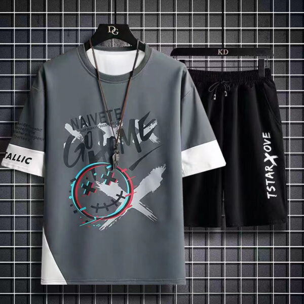 Summer Student Casual Suit Men's Thin Trendy Short Sleeve T-Shirt  | 1105 - Image 2