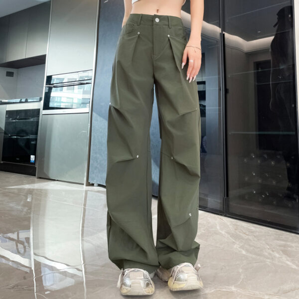 high-waisted slim design sense straight casual wide-leg pants | 7008 - Image 4