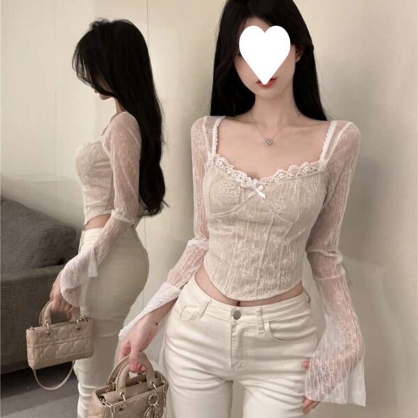 inner shirt with small shirt, early spring, new pure desire sexy square neck top | 9014 - Image 4