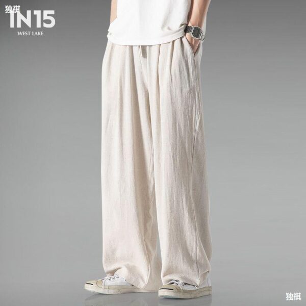 men's versatile trousers loose and comfortable casual pants cotton and linen pants | 1123 - Image 2