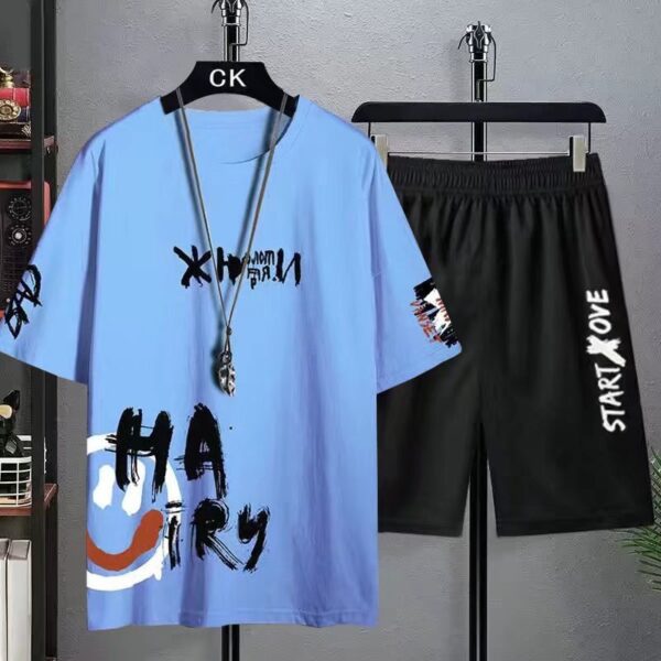 short sleeve t-shirt plus size shorts sports outdoor two-piece set | 1107 - Image 2