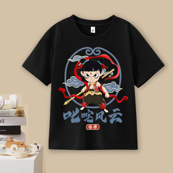 Nezha children's middle and large children's round neck boys' tops, loose tide | 8503 - Image 4