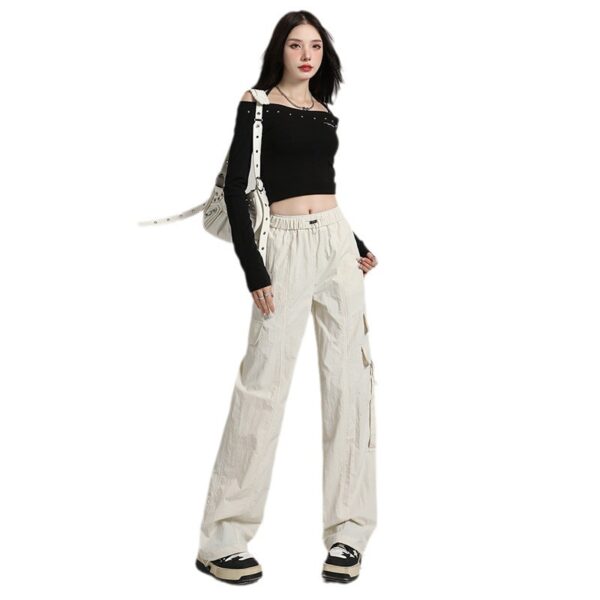 high-waisted casual wide-leg trousers, windproof and waterproof paratrooper pants tide | 7003 - Image 5