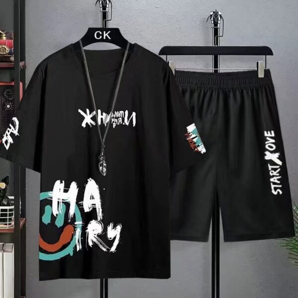 short sleeve t-shirt plus size shorts sports outdoor two-piece set | 1107 - Image 3