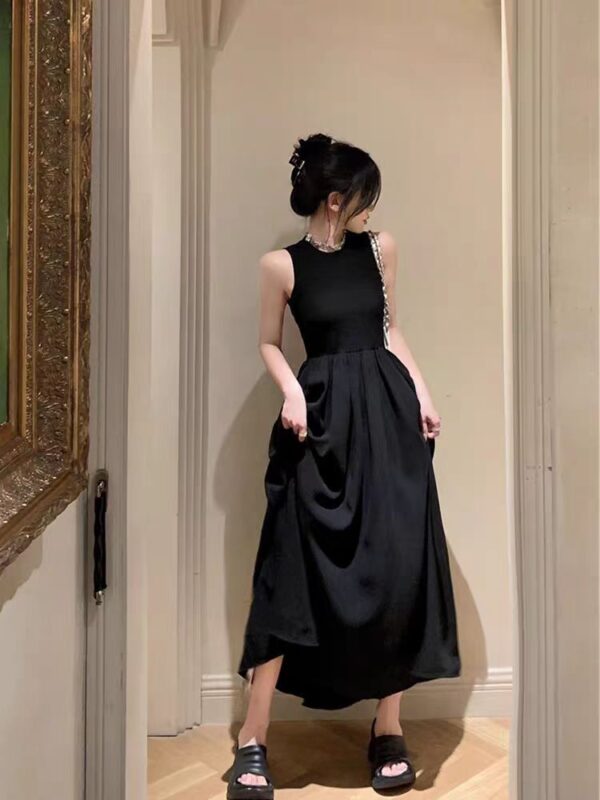 Black sleeveless french retro temperament hepburn dress | 8011 - Image 5