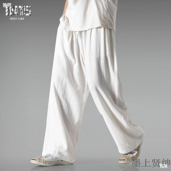 men's versatile trousers loose and comfortable casual pants cotton and linen pants | 1123