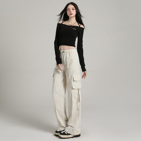 high-waisted casual wide-leg trousers, windproof and waterproof paratrooper pants tide | 7003
