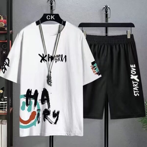 short sleeve t-shirt plus size shorts sports outdoor two-piece set | 1107 - Image 4