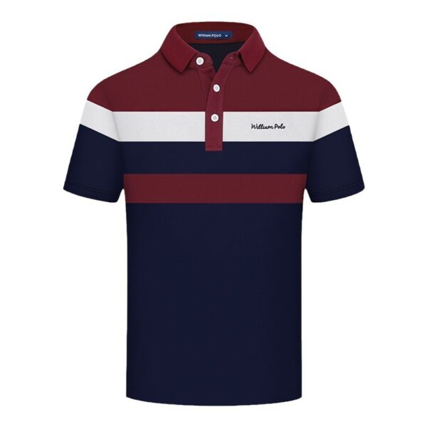 POLO shirt elastic polo shirt striped short-sleeved | 1096 - Image 5