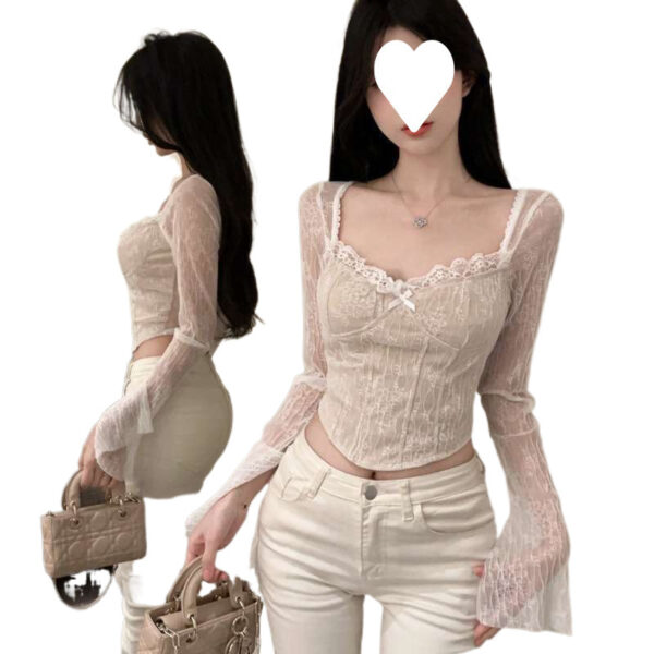 inner shirt with small shirt, early spring, new pure desire sexy square neck top | 9014 - Image 5
