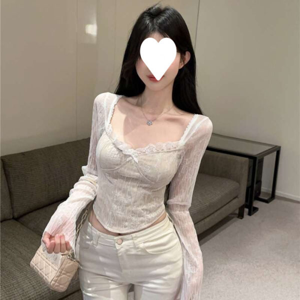 inner shirt with small shirt, early spring, new pure desire sexy square neck top | 9014 - Image 3