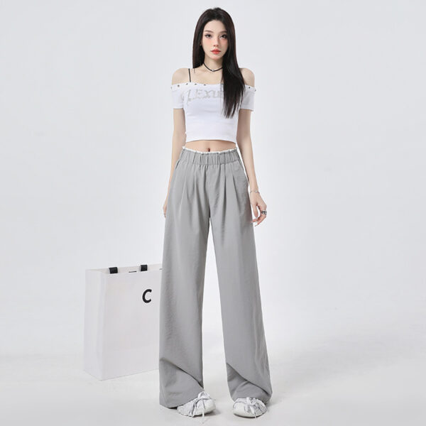 r lace stitching design sense of drape loose and thin wide-leg pants | 7002 - Image 2