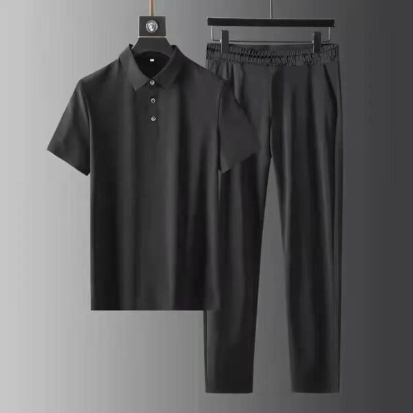 ultra-thin quick-drying ice silk short-sleeved two-piece suit high-end men's lapel suit | 1119 - Image 3