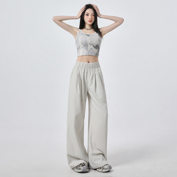 r lace stitching design sense of drape loose and thin wide-leg pants | 7002 - Image 3
