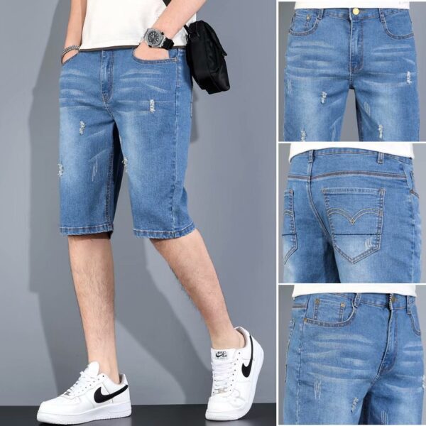 Summer thin men's denim shorts men's five-point casual jeans | 1126 - Image 3