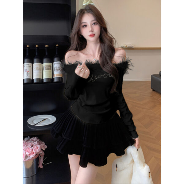 diamond long-sleeved shirt hot girl undershirt with top | 9013 - Image 2