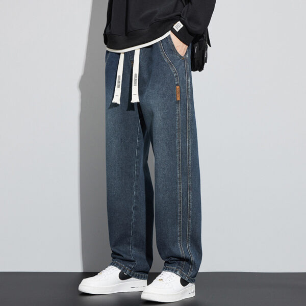 new elastic waist loose trendy straight wide leg casual long pants | 1110 - Image 3