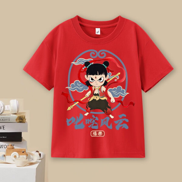 Nezha children's middle and large children's round neck boys' tops, loose tide | 8503 - Image 2