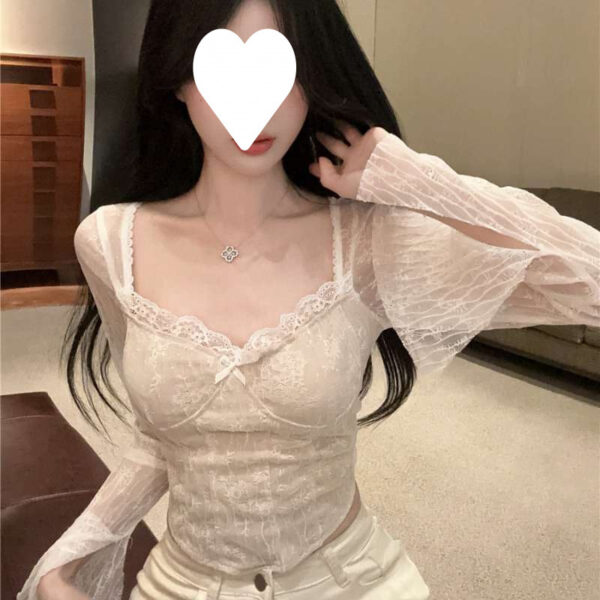 inner shirt with small shirt, early spring, new pure desire sexy square neck top | 9014 - Image 2