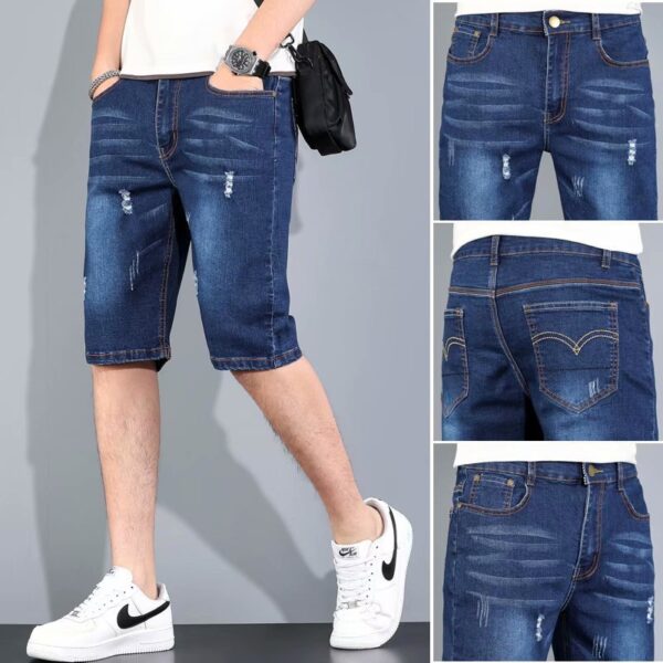 Summer thin men's denim shorts men's five-point casual jeans | 1126 - Image 2