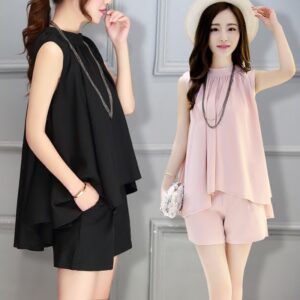 Women's Tops Slim Shorts Two-piece Set Trendy Breathable | 1177