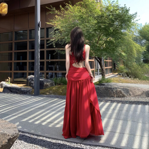 French style niche high-end cool off-shoulder waist dress for women | 1183 - Image 4