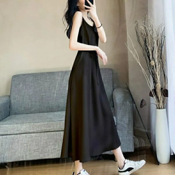slim suspender skirt new summer fat MM round neck sleeveless dress | 1185 - Image 2