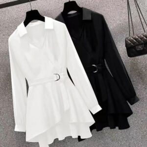 "Western Style Slimming Shirt with Tight Waist for Women" | 1180