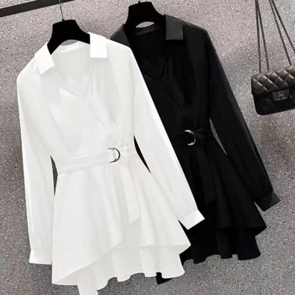 "Western Style Slimming Shirt with Tight Waist for Women" | 1180