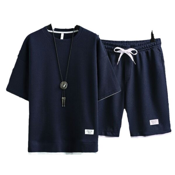 Waffle T-shirt men's short-sleeved co-ord set | 1153 - Image 5