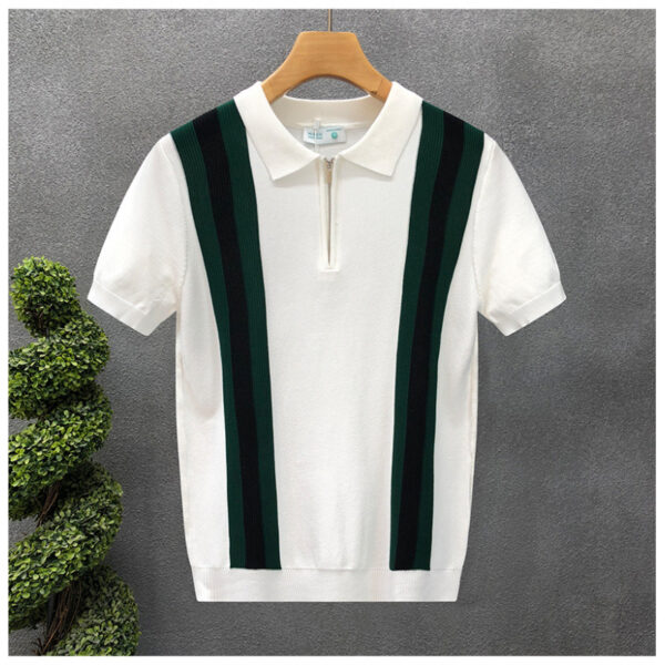 striped knitted polo shirt | 1165 - Image 3