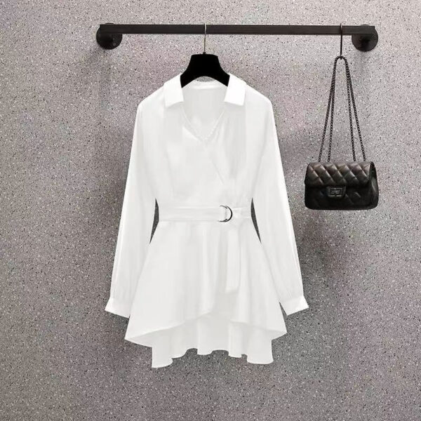 "Western Style Slimming Shirt with Tight Waist for Women" | 1180 - Image 4