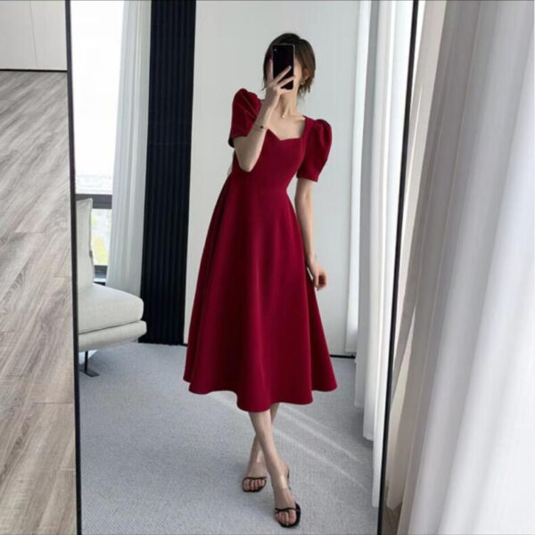 French retro Hepburn style black temperament short-sleeved dress | 1184 - Image 2