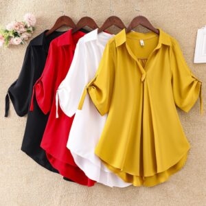 loose waist shows thin chiffon top women's trend | 1173